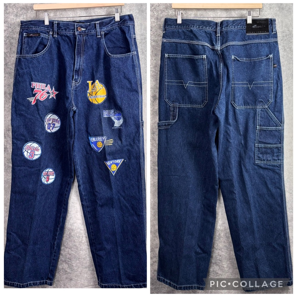 4Real‎ Jeans Company Printed Basketball Cities and States Patches Cargo Jeans